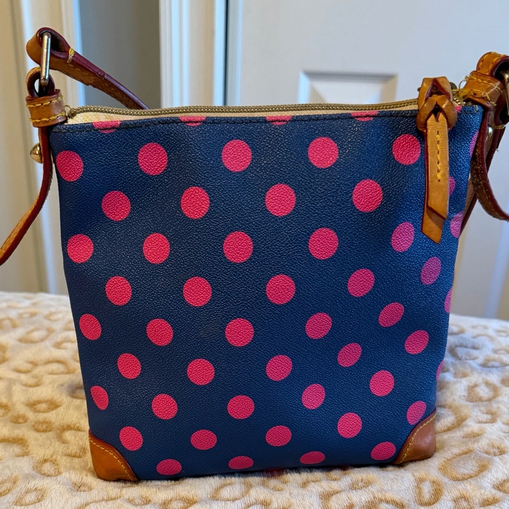 Dooney & Bourke Blue and Pink Polka Dots Crossbody
Bag Women’s - Picture 2 of 13